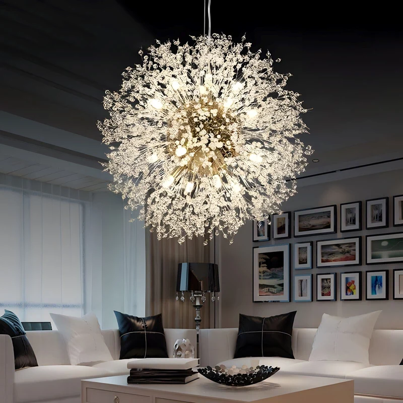 Moderne Kristallen Paardenbloem Kroonluchter Met G9 LED En Luxe Metaal Afwerking | Sansoti