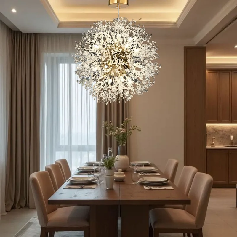 Moderne Kristallen Paardenbloem Kroonluchter Met G9 LED En Luxe Metaal Afwerking | Sansoti