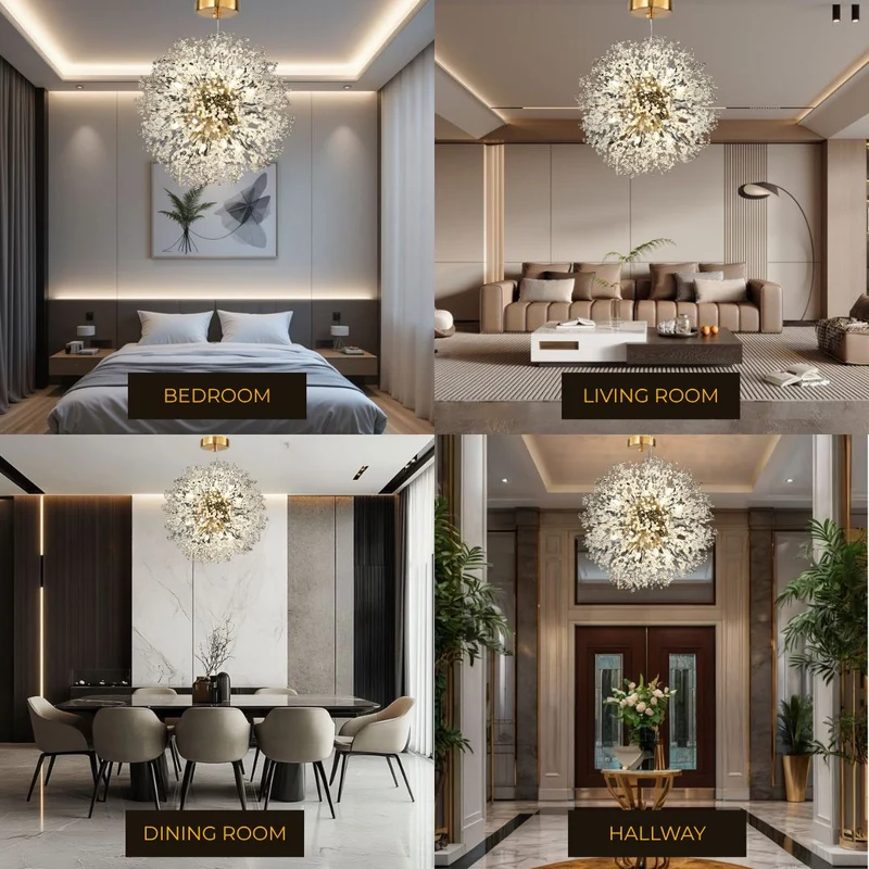 Moderne Kristallen Paardenbloem Kroonluchter Met G9 LED En Luxe Metaal Afwerking | Sansoti