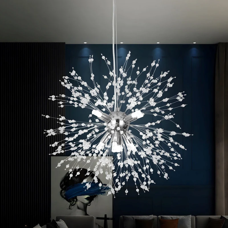 Moderne Kristallen Paardenbloem Kroonluchter Met G9 LED En Luxe Metaal Afwerking | Sansoti