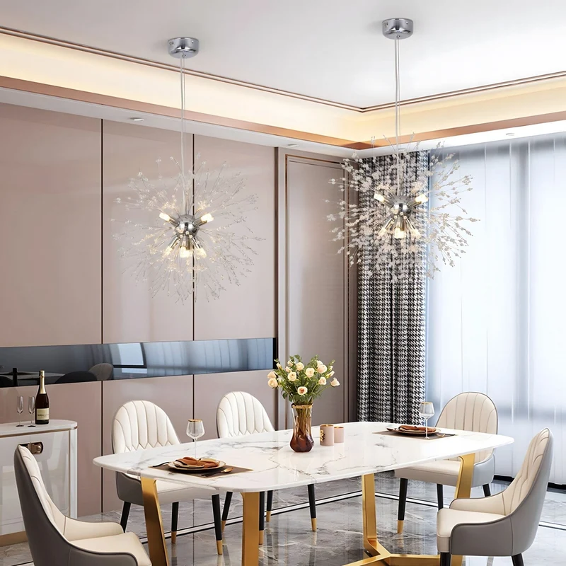 Moderne Kristallen Paardenbloem Kroonluchter Met G9 LED En Luxe Metaal Afwerking | Sansoti