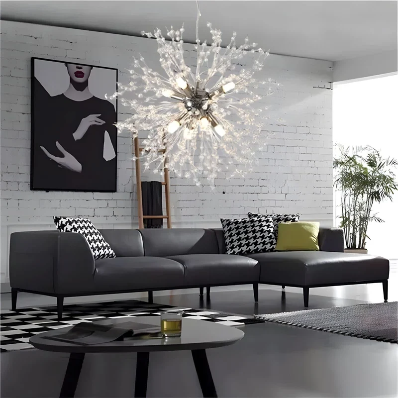 Moderne Kristallen Paardenbloem Kroonluchter Met G9 LED En Luxe Metaal Afwerking | Sansoti