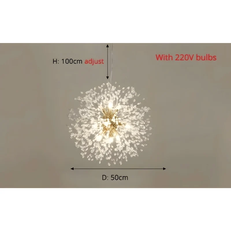 Moderne Kristallen Paardenbloem Kroonluchter Met G9 LED En Luxe Metaal Afwerking | Sansoti