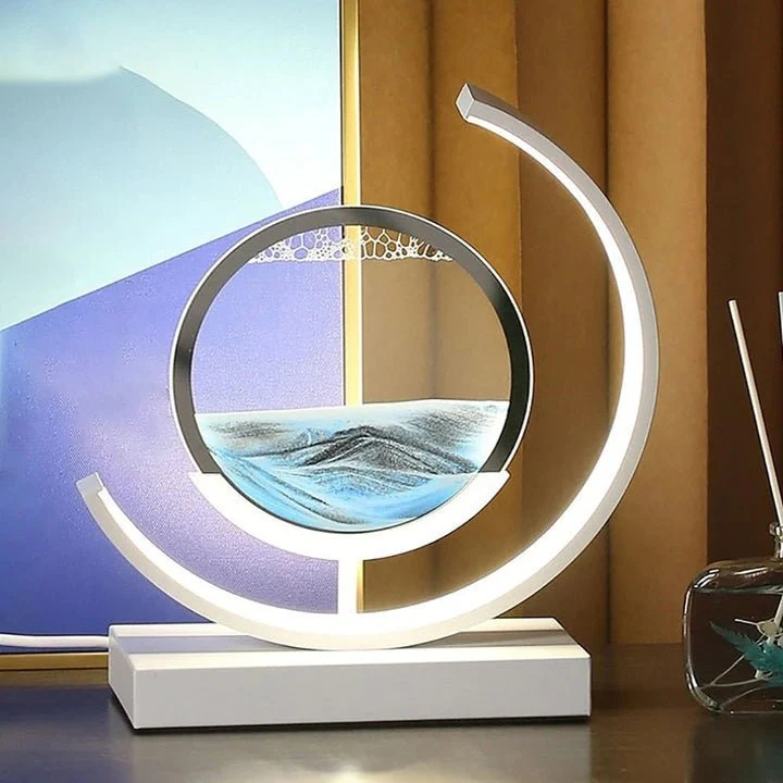 LED tafellamp acryl draaibaar zandlandschap zwart woonkamer slaapkamer sfeerlamp nachtlamp decoratieve lamp | Sansoti