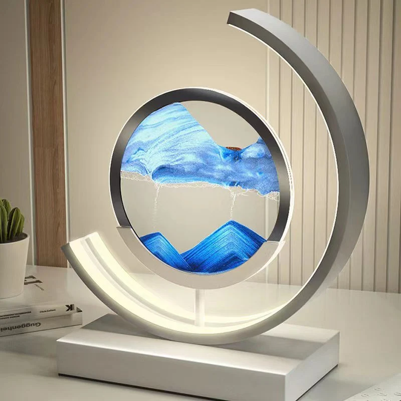 LED tafellamp acryl draaibaar zandlandschap zwart woonkamer slaapkamer sfeerlamp nachtlamp decoratieve lamp | Sansoti