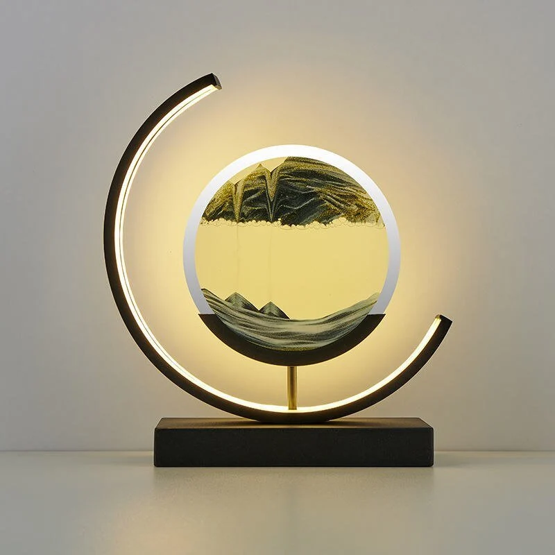 LED tafellamp acryl draaibaar zandlandschap zwart woonkamer slaapkamer sfeerlamp nachtlamp decoratieve lamp | Sansoti