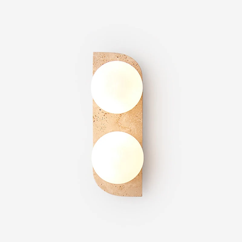 Wandlamp Travertin G9 Glas Hout Beige Woonkamer Hal Badkamer Minimalistische Wandverlichting Sfeerverlichting Natuurlijk Design | Sansoti