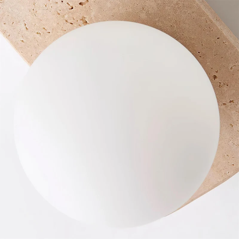Wandlamp Travertin G9 Glas Hout Beige Woonkamer Hal Badkamer Minimalistische Wandverlichting Sfeerverlichting Natuurlijk Design | Sansoti