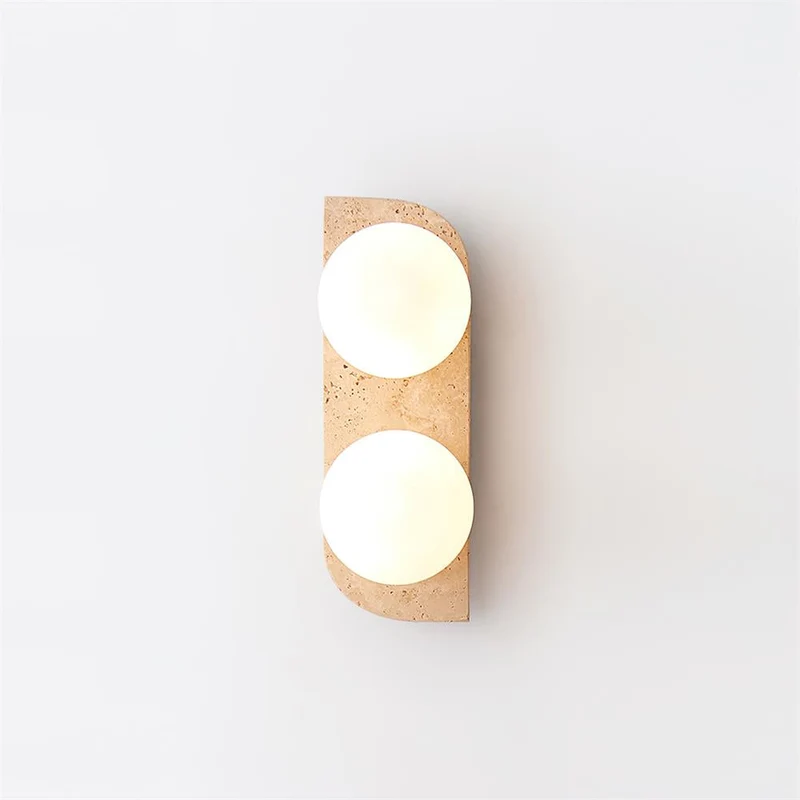 Wandlamp Travertin G9 Glas Hout Beige Woonkamer Hal Badkamer Minimalistische Wandverlichting Sfeerverlichting Natuurlijk Design | Sansoti