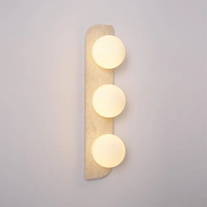 Wandlamp Travertin G9 Glas Hout Beige Woonkamer Hal Badkamer Minimalistische Wandverlichting Sfeerverlichting Natuurlijk Design | Sansoti