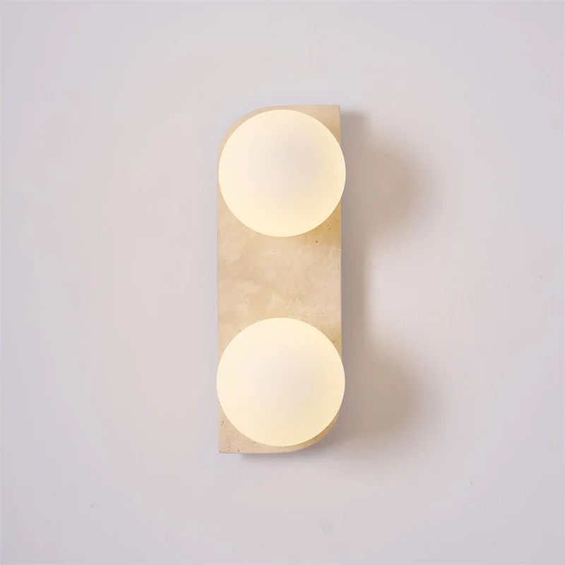 Wandlamp Travertin G9 Glas Hout Beige Woonkamer Hal Badkamer Minimalistische Wandverlichting Sfeerverlichting Natuurlijk Design | Sansoti