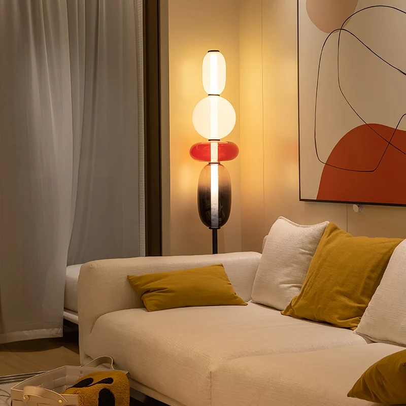 Vloerlamp Glas LED 130 of 160 cm Rood Wit Zwart Woonkamer Design Staande Lamp Lichtobject Interieur | Sansoti