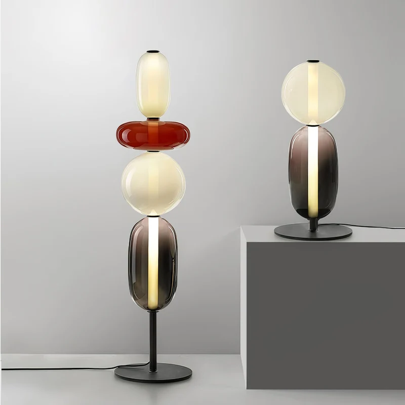 Vloerlamp Glas LED 130 of 160 cm Rood Wit Zwart Woonkamer Design Staande Lamp Lichtobject Interieur | Sansoti