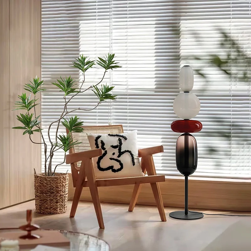 Vloerlamp Glas LED 130 of 160 cm Rood Wit Zwart Woonkamer Design Staande Lamp Lichtobject Interieur | Sansoti