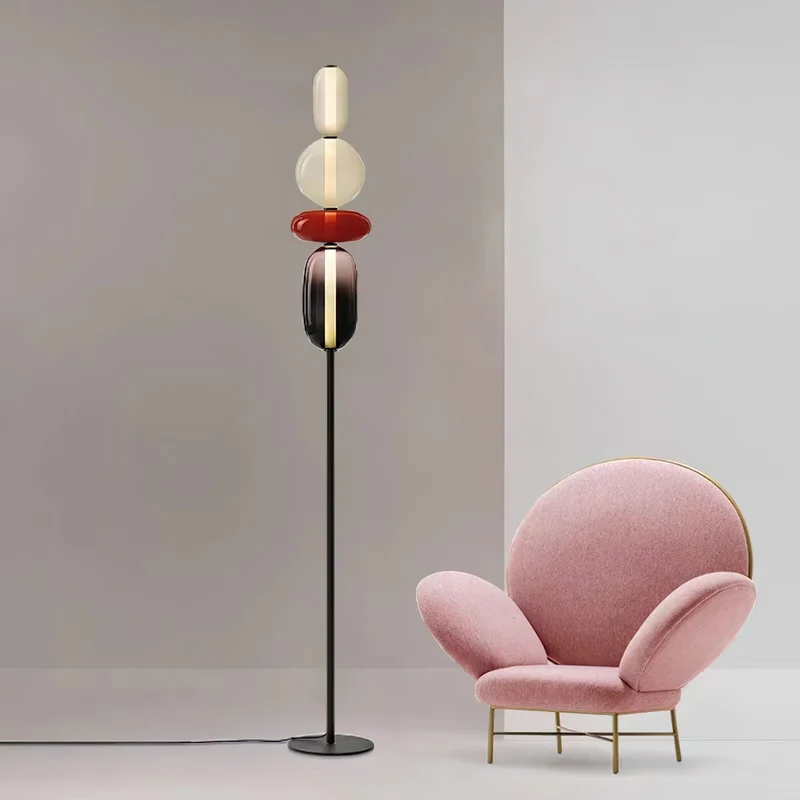 Vloerlamp Glas LED 130 of 160 cm Rood Wit Zwart Woonkamer Design Staande Lamp Lichtobject Interieur | Sansoti