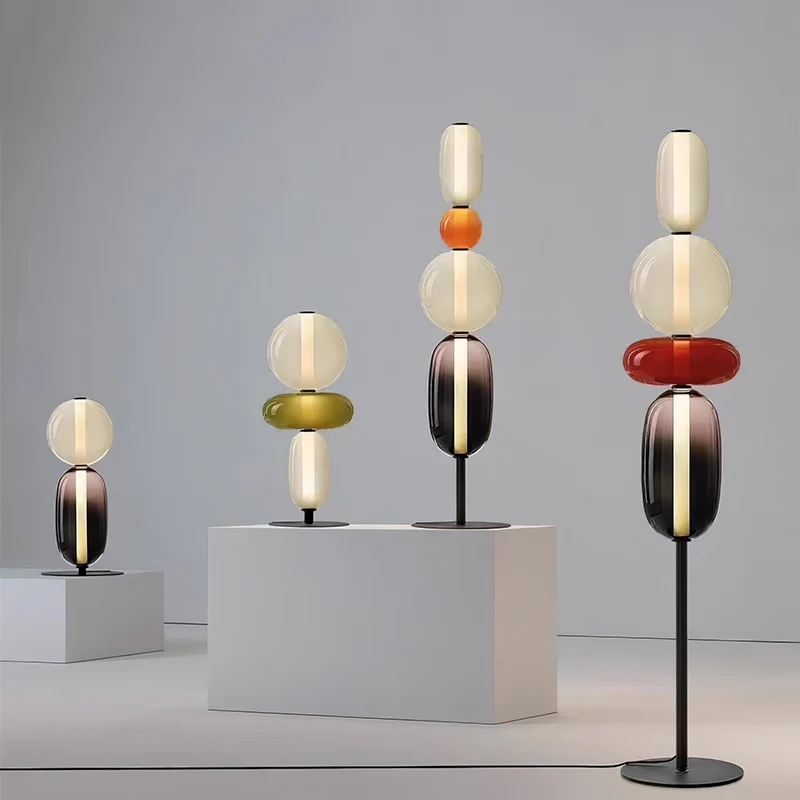 Vloerlamp Glas LED 130 of 160 cm Rood Wit Zwart Woonkamer Design Staande Lamp Lichtobject Interieur | Sansoti