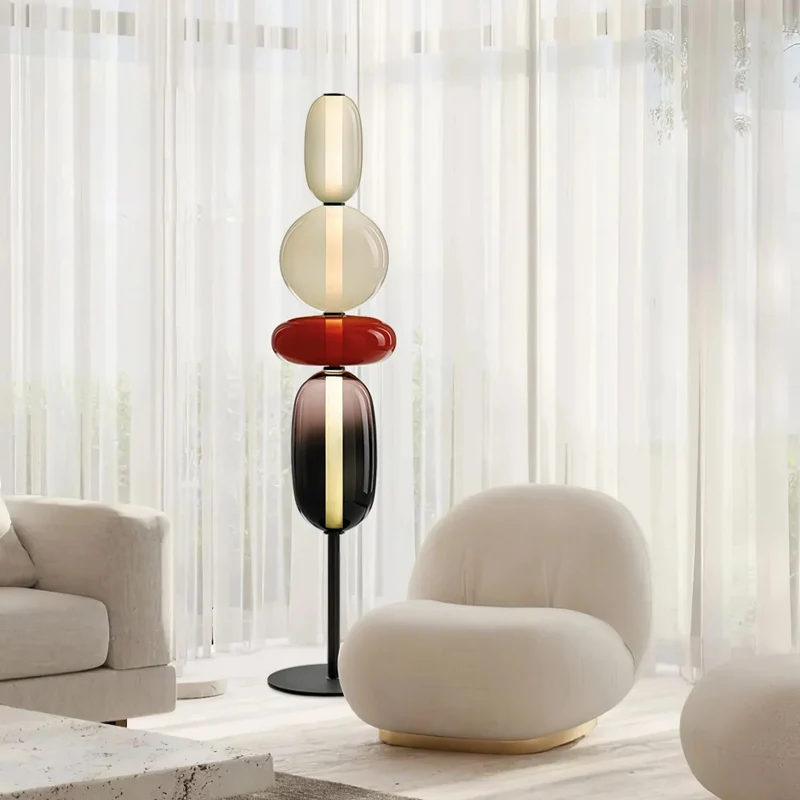 Vloerlamp Glas LED 130 of 160 cm Rood Wit Zwart Woonkamer Design Staande Lamp Lichtobject Interieur | Sansoti