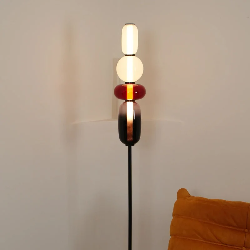 Vloerlamp Glas LED 130 of 160 cm Rood Wit Zwart Woonkamer Design Staande Lamp Lichtobject Interieur | Sansoti