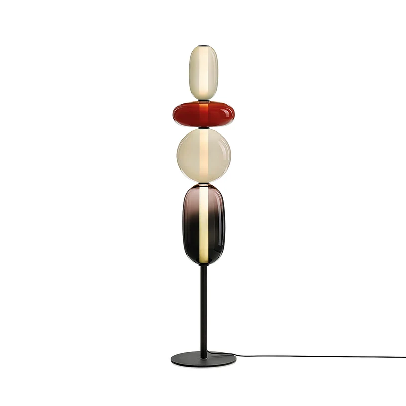 Vloerlamp Glas LED 130 of 160 cm Rood Wit Zwart Woonkamer Design Staande Lamp Lichtobject Interieur | Sansoti
