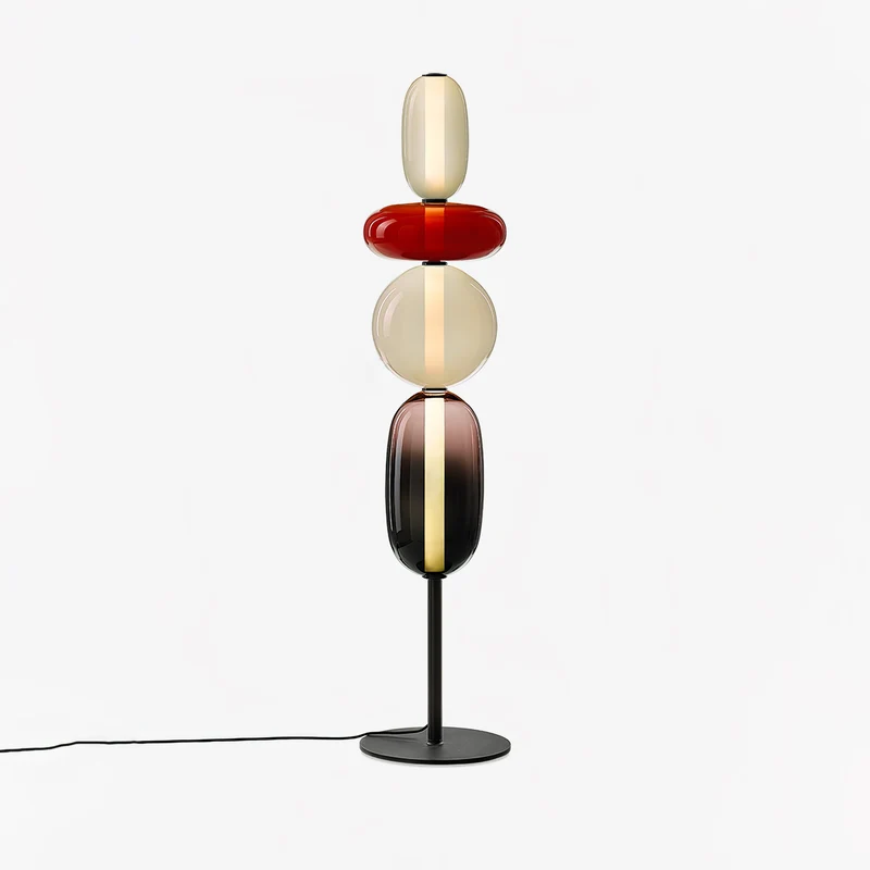 Vloerlamp Glas LED 130 of 160 cm Rood Wit Zwart Woonkamer Design Staande Lamp Lichtobject Interieur | Sansoti