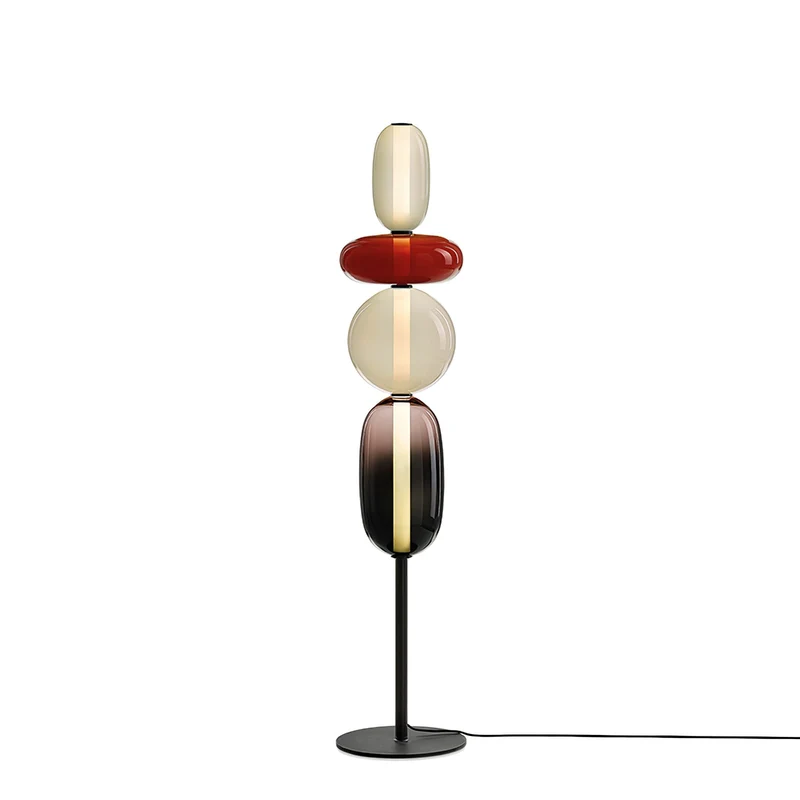 Vloerlamp Glas LED 130 of 160 cm Rood Wit Zwart Woonkamer Design Staande Lamp Lichtobject Interieur | Sansoti