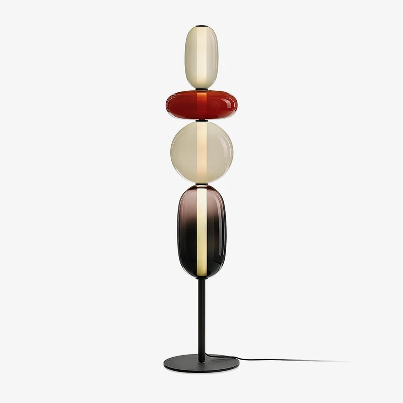 Vloerlamp Glas LED 130 of 160 cm Rood Wit Zwart Woonkamer Design Staande Lamp Lichtobject Interieur | Sansoti