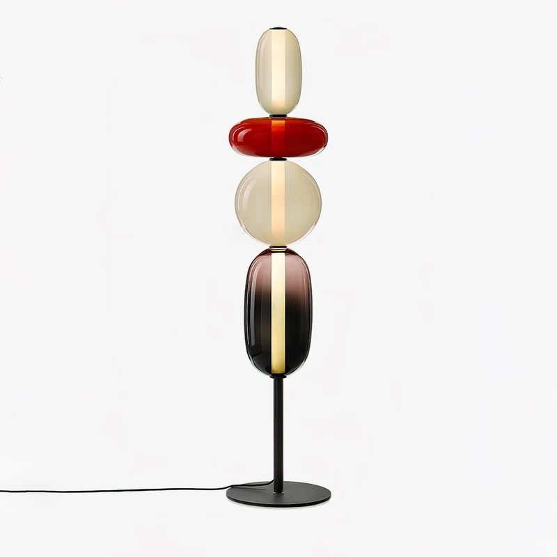 Vloerlamp Glas LED 130 of 160 cm Rood Wit Zwart Woonkamer Design Staande Lamp Lichtobject Interieur | Sansoti