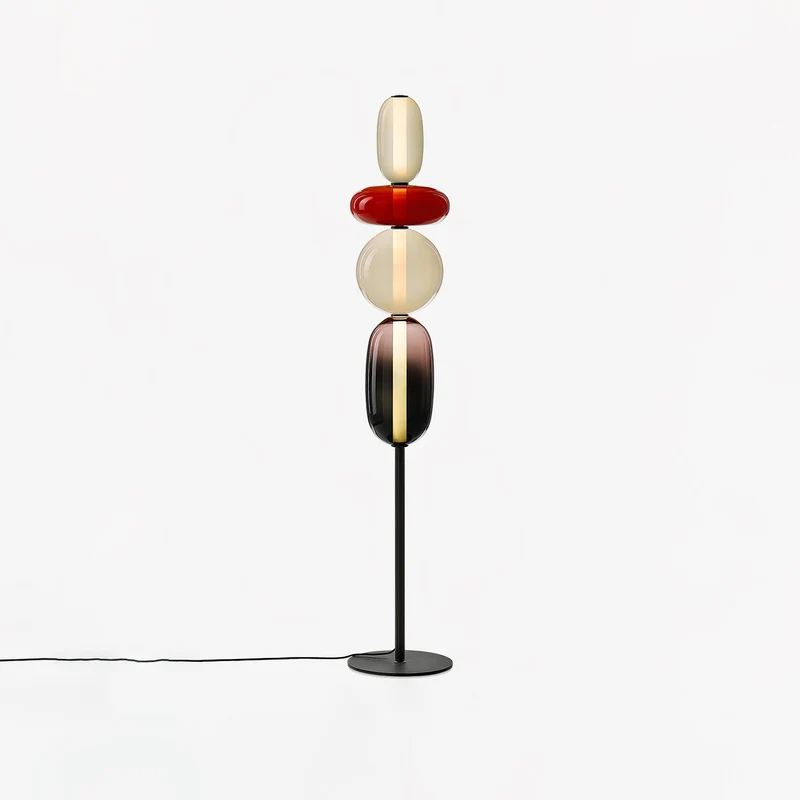 Vloerlamp Glas LED 130 of 160 cm Rood Wit Zwart Woonkamer Design Staande Lamp Lichtobject Interieur | Sansoti