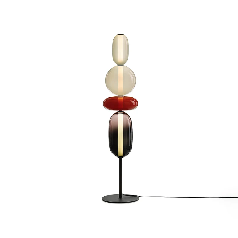Vloerlamp Glas LED 130 of 160 cm Rood Wit Zwart Woonkamer Design Staande Lamp Lichtobject Interieur | Sansoti