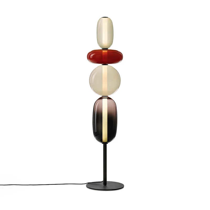 Vloerlamp Glas LED 130 of 160 cm Rood Wit Zwart Woonkamer Design Staande Lamp Lichtobject Interieur | Sansoti