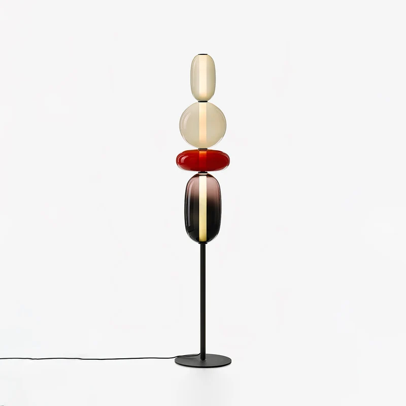 Vloerlamp Glas LED 130 of 160 cm Rood Wit Zwart Woonkamer Design Staande Lamp Lichtobject Interieur | Sansoti