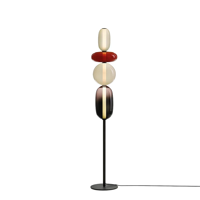 Vloerlamp Glas LED 130 of 160 cm Rood Wit Zwart Woonkamer Design Staande Lamp Lichtobject Interieur | Sansoti