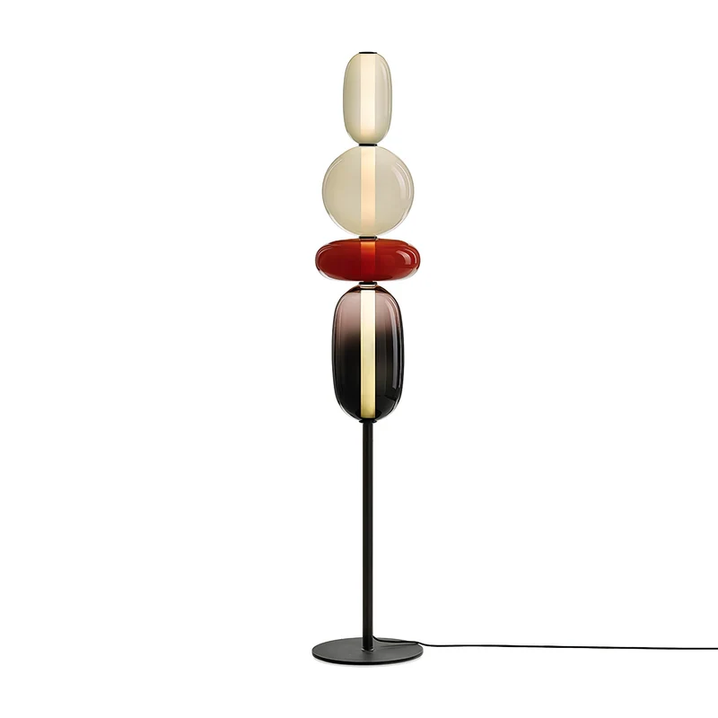 Vloerlamp Glas LED 130 of 160 cm Rood Wit Zwart Woonkamer Design Staande Lamp Lichtobject Interieur | Sansoti