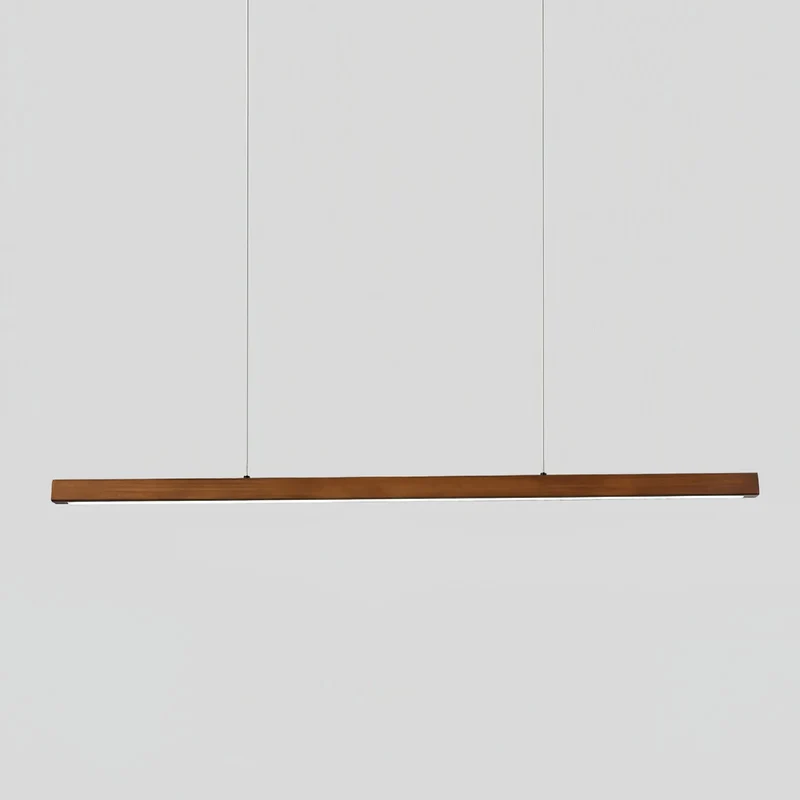 LED Hanglamp Hout Lineair Warm Licht Eettafel Kookeiland Minimalistisch Japandi Design Verstelbaar Snoer Balklamp | Sansoti