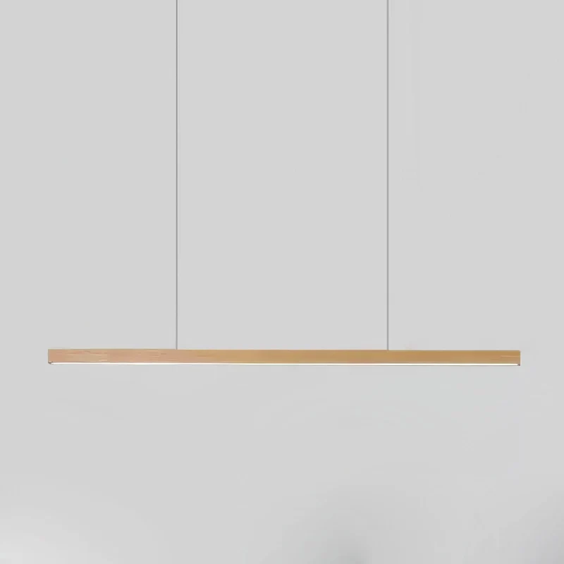 LED Hanglamp Hout Lineair Warm Licht Eettafel Kookeiland Minimalistisch Japandi Design Verstelbaar Snoer Balklamp | Sansoti