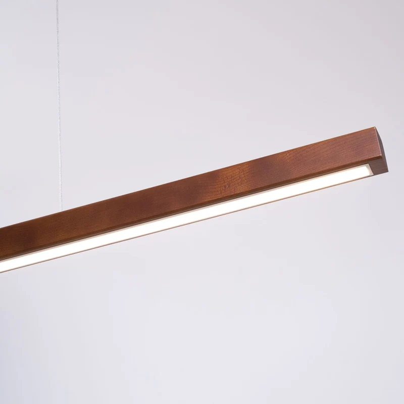 LED Hanglamp Hout Lineair Warm Licht Eettafel Kookeiland Minimalistisch Japandi Design Verstelbaar Snoer Balklamp | Sansoti