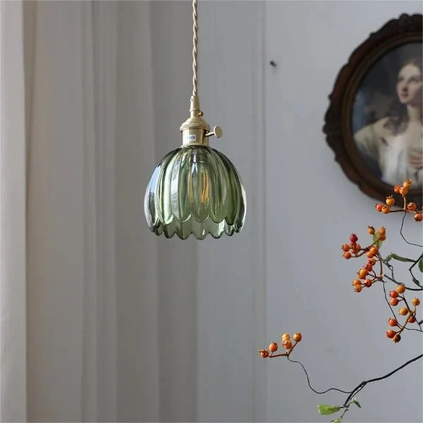 Hanglamp Glas E27 Amber Tulpvorm Retro Eettafel Woonkamer Hal Vintage Glazen Hanglamp Sfeerverlichting | Sansoti