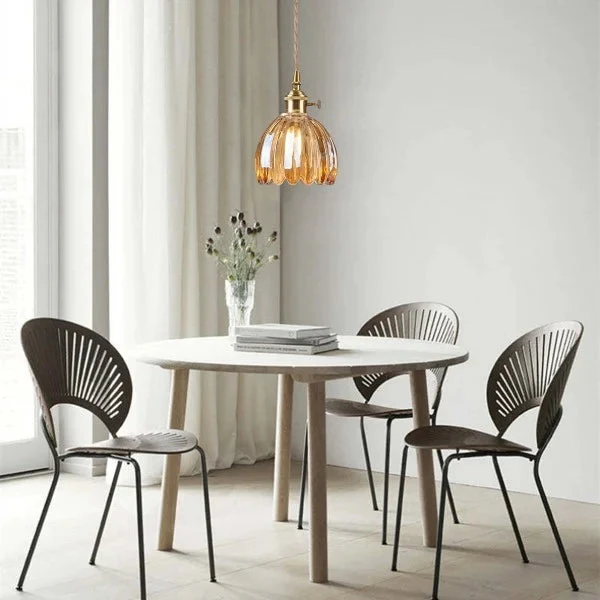 Hanglamp Glas E27 Amber Tulpvorm Retro Eettafel Woonkamer Hal Vintage Glazen Hanglamp Sfeerverlichting | Sansoti