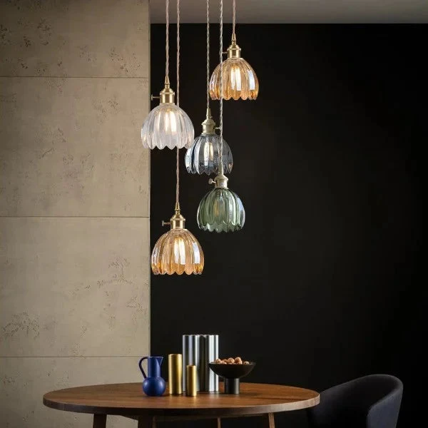 Hanglamp Glas E27 Amber Tulpvorm Retro Eettafel Woonkamer Hal Vintage Glazen Hanglamp Sfeerverlichting | Sansoti