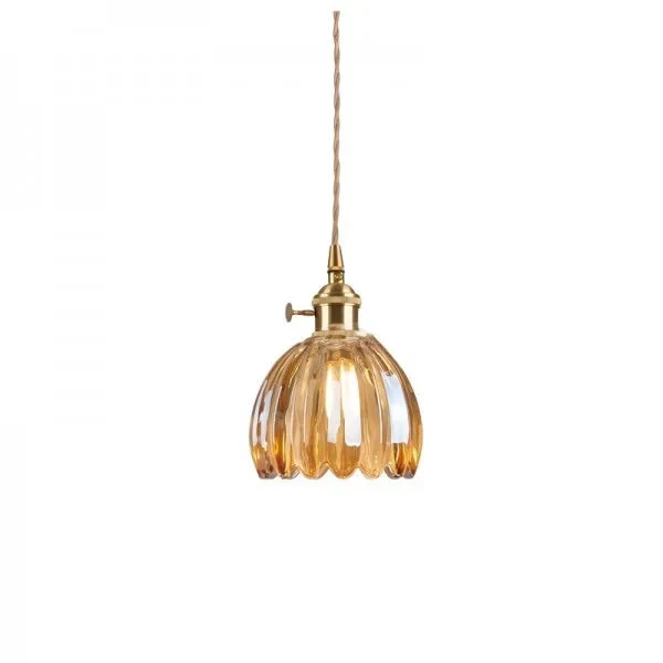 Hanglamp Glas E27 Amber Tulpvorm Retro Eettafel Woonkamer Hal Vintage Glazen Hanglamp Sfeerverlichting | Sansoti