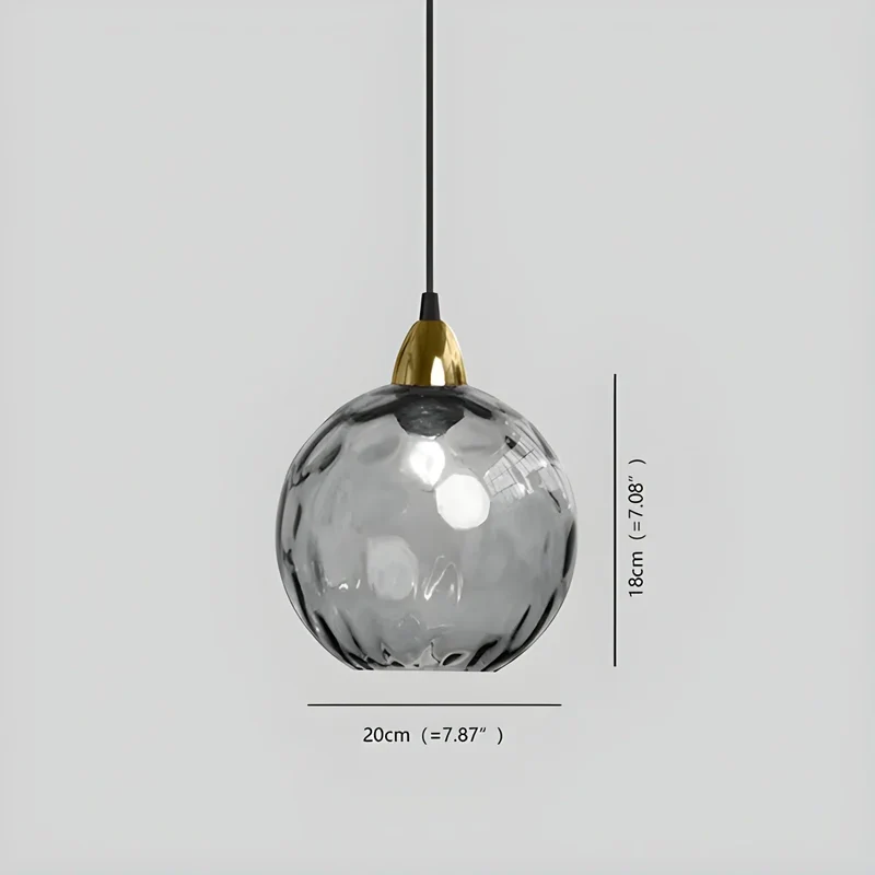 Hanglamp Glas E26 20 cm Grijs Eettafel Woonkamer Slaapkamer Rookglas Bollamp Pendellamp Sfeerverlichting | Sansoti