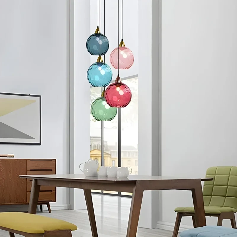 Hanglamp Glas E26 20 cm Grijs Eettafel Woonkamer Slaapkamer Rookglas Bollamp Pendellamp Sfeerverlichting | Sansoti