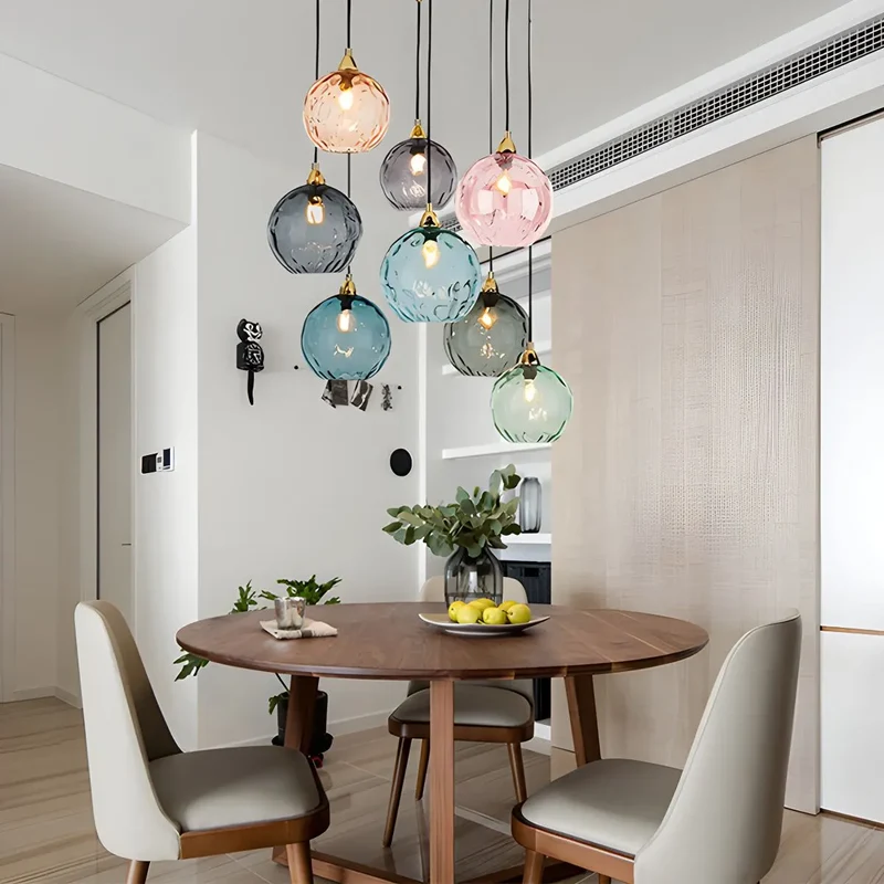 Hanglamp Glas E26 20 cm Grijs Eettafel Woonkamer Slaapkamer Rookglas Bollamp Pendellamp Sfeerverlichting | Sansoti