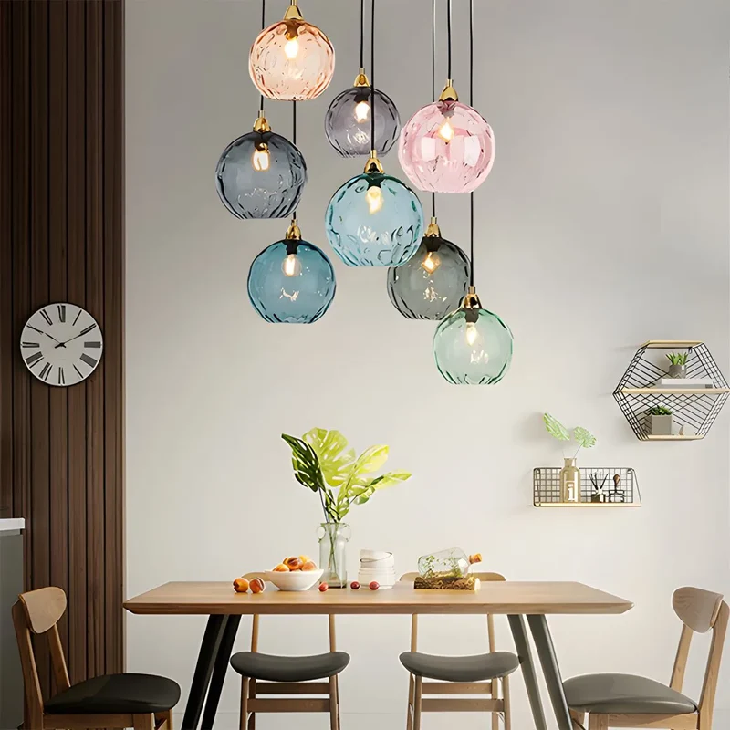 Hanglamp Glas E26 20 cm Grijs Eettafel Woonkamer Slaapkamer Rookglas Bollamp Pendellamp Sfeerverlichting | Sansoti
