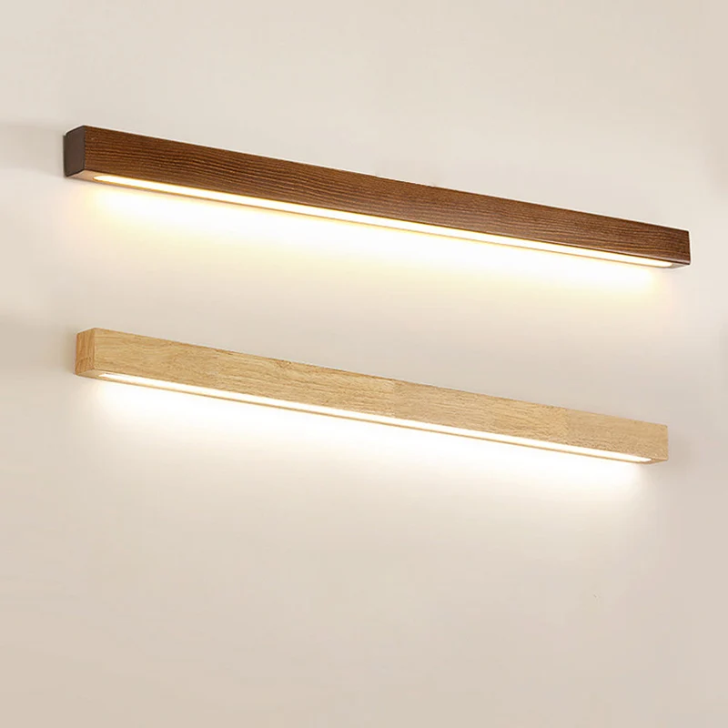 LED Wandlamp Hout Lineair Warm Wit Badkamer Slaapkamer Wandverlichting Modern Minimalistisch Lichtbalk | Sansoti