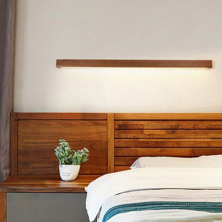 LED Wandlamp Hout Lineair Warm Wit Badkamer Slaapkamer Wandverlichting Modern Minimalistisch Lichtbalk | Sansoti