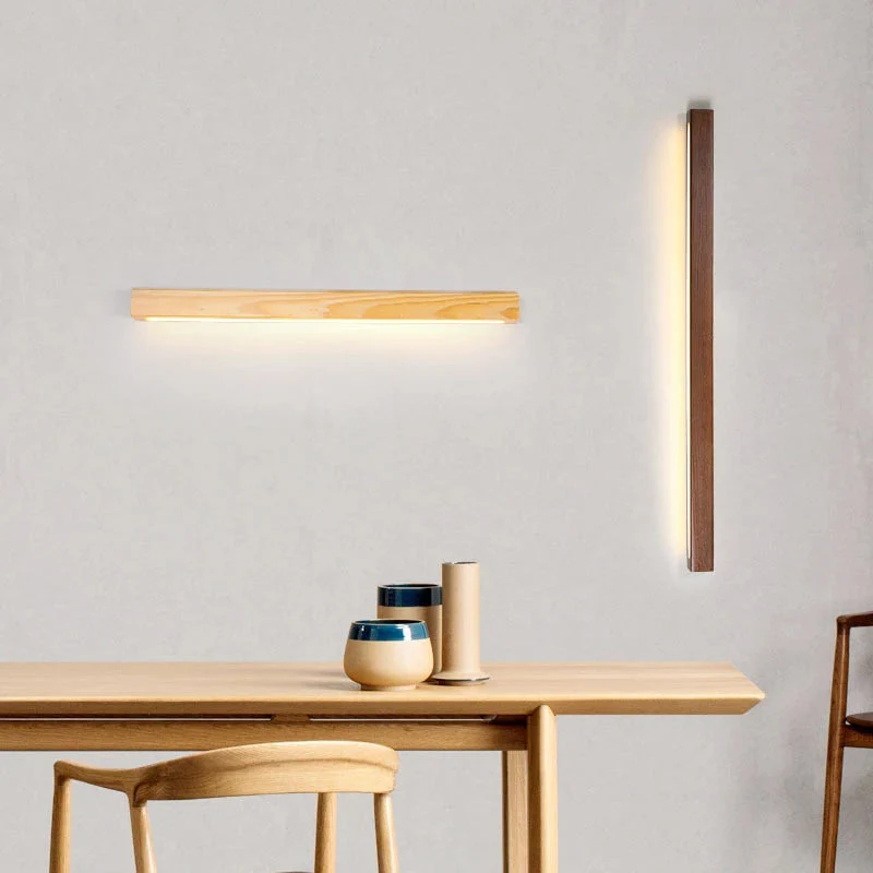 LED Wandlamp Hout Lineair Warm Wit Badkamer Slaapkamer Wandverlichting Modern Minimalistisch Lichtbalk | Sansoti