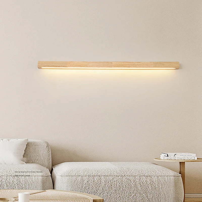 LED Wandlamp Hout Lineair Warm Wit Badkamer Slaapkamer Wandverlichting Modern Minimalistisch Lichtbalk | Sansoti