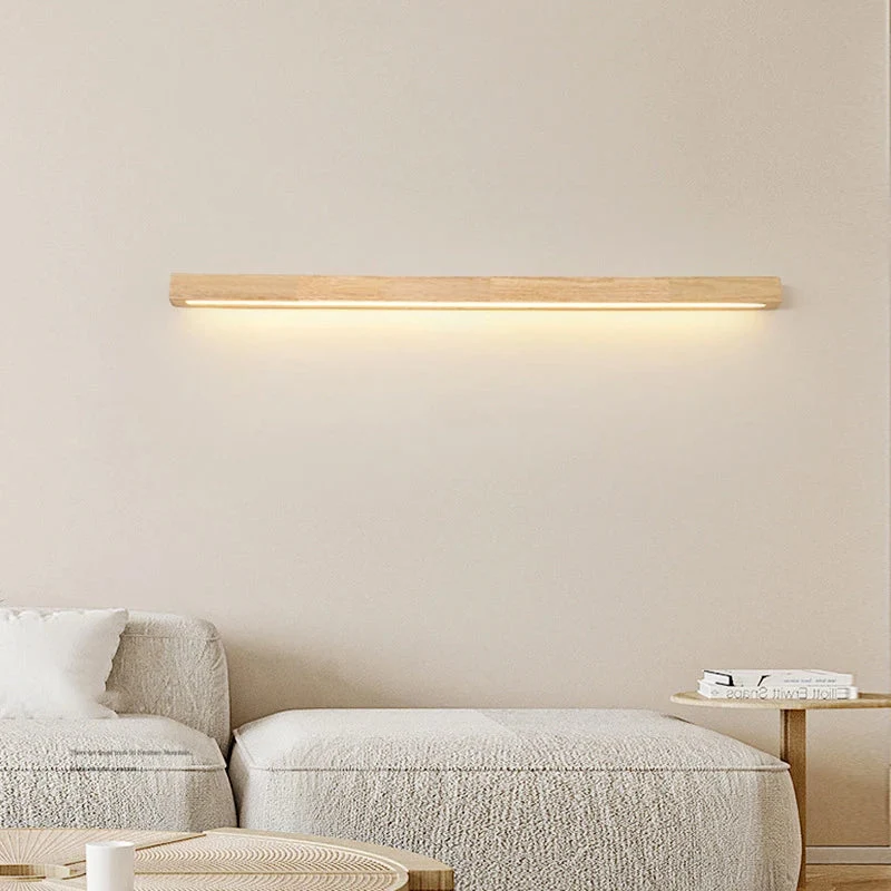 LED Wandlamp Hout Lineair Warm Wit Badkamer Slaapkamer Wandverlichting Modern Minimalistisch Lichtbalk | Sansoti