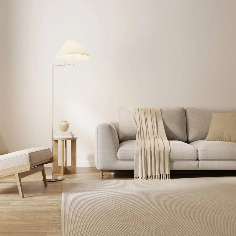 Elegante chromen vloerlamp met verstelbare arm en leesfunctie | Sansoti